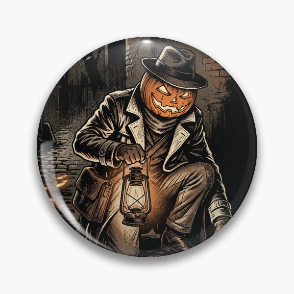 Item preview, Pumpkin Head Detective Solving a Glowing Footprint Mystery designed and sold by ASTRAL ART LAB.