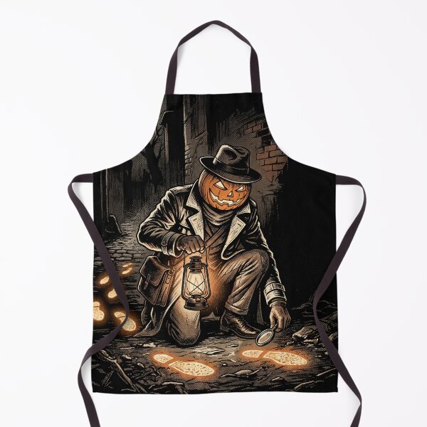 Item preview, Pumpkin Head Detective Solving a Glowing Footprint Mystery designed and sold by ASTRAL ART LAB.