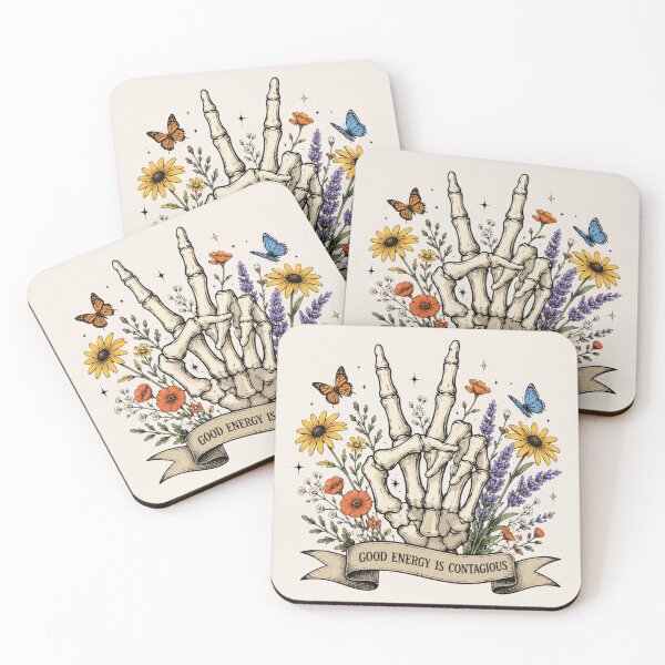 Item preview, Good Energy is Contagious, Skeleton Flower, Motivational, Skeleton Hand,Wildflower,Skeleton designed and sold by Sprinkle12345.