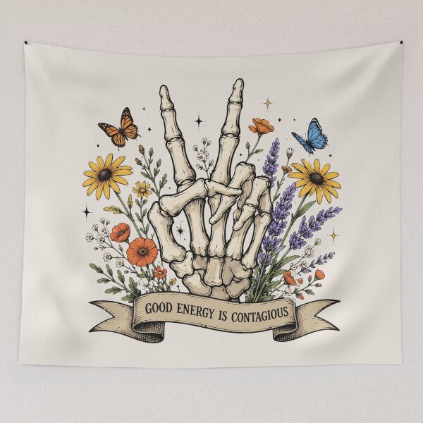 Item preview, Good Energy is Contagious, Skeleton Flower, Motivational, Skeleton Hand,Wildflower,Skeleton designed and sold by Sprinkle12345.