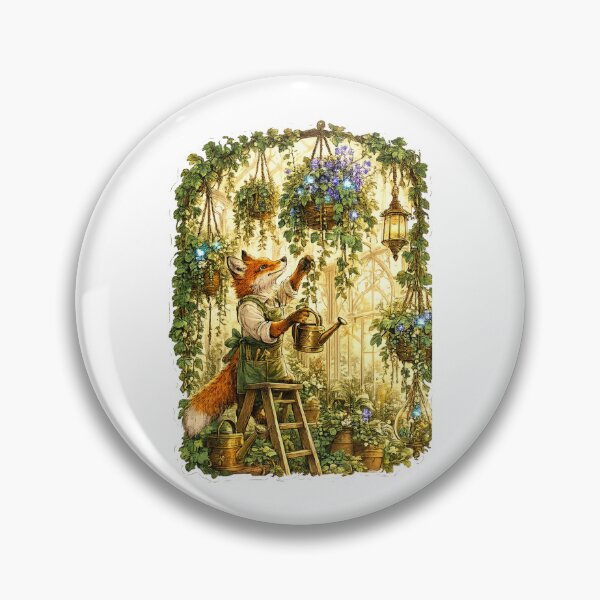 Item preview, Enchanted Hanging Garden Sticker | Fox Greenhouse Keeper | Cottagecore Indoor Jungle | Magical Botanical Art designed and sold by MrDev.