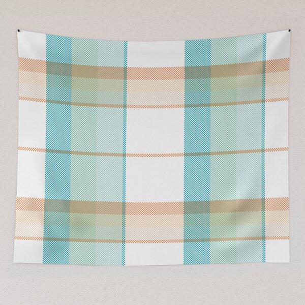 Item preview, Cyan and Peach Plaid Seamless Pattern designed and sold by PowerAntShop.