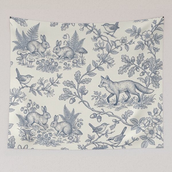 Item preview, Vintage Blue Toile Forest designed and sold by MoonwoodStudio.