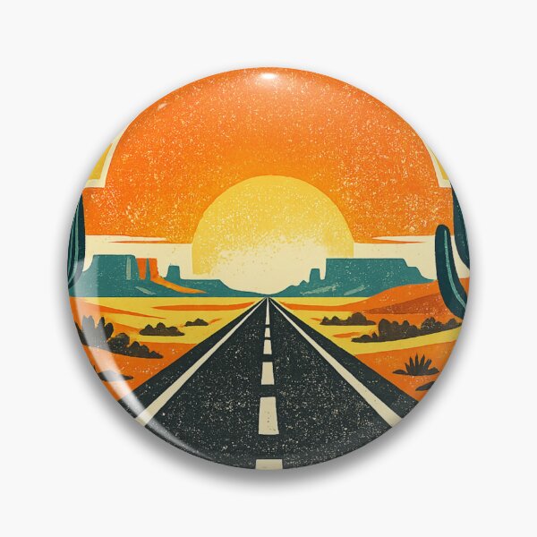 Item preview, Retro Desert Sunset Road Vintage Travel Poster | Southwestern Landscape Art designed and sold by irfanshikh.