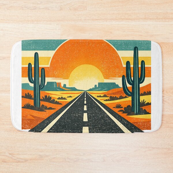 Item preview, Retro Desert Sunset Road Vintage Travel Poster | Southwestern Landscape Art designed and sold by irfanshikh.