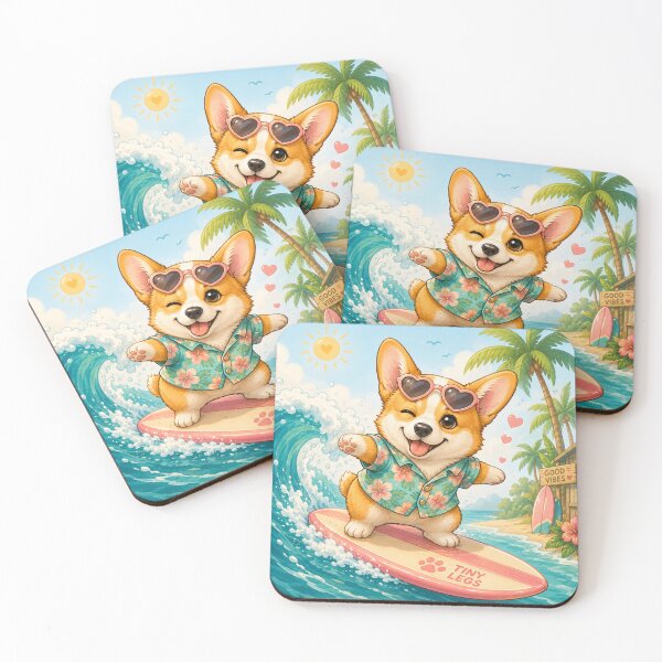 Item preview, Corgi Surf - Cute Corgi Kawai Design designed and sold by TinyLegs.