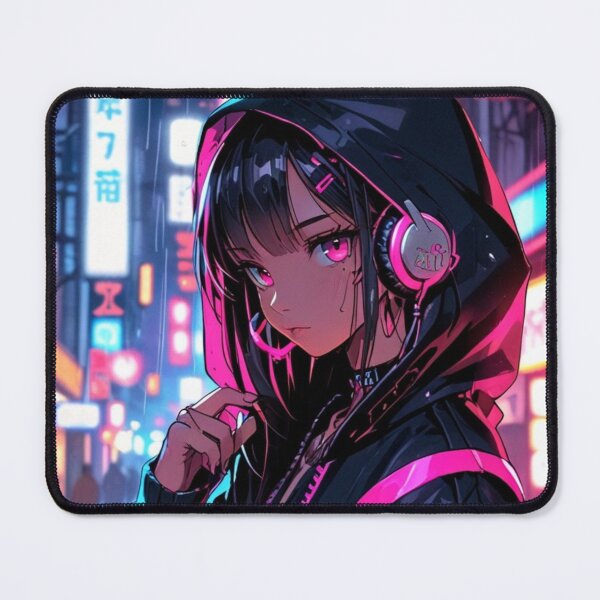 Item preview, Anime Cyberpunk Fashion Girl Pink Neon Street Art designed and sold by AnimDream .