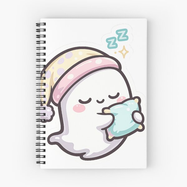 Item preview, Cute Sleeping Ghost Sticker – Kawaii Sleepy Ghost with Pajamas & Pillow | Cozy Pastel Halloween Sticker designed and sold by Okebye..