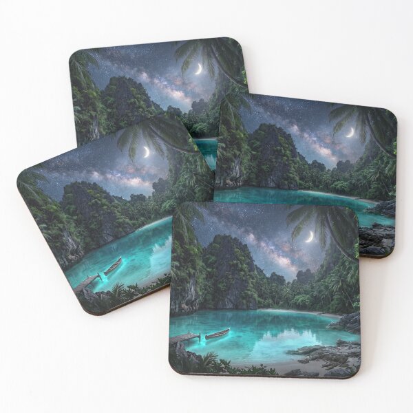 Item preview, Bioluminescent Tropical Oasis Galaxy Starry Night designed and sold by Quiet life.