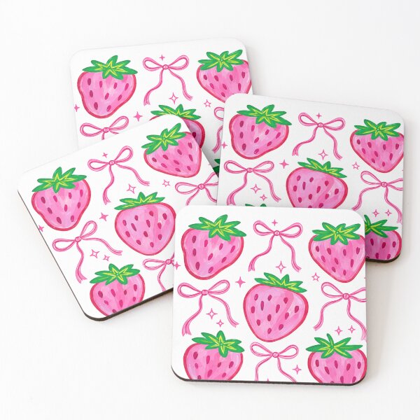 Item preview, Pink Strawberry Bow Clipart Pattern designed and sold by ⭐ AURA STUDIO.