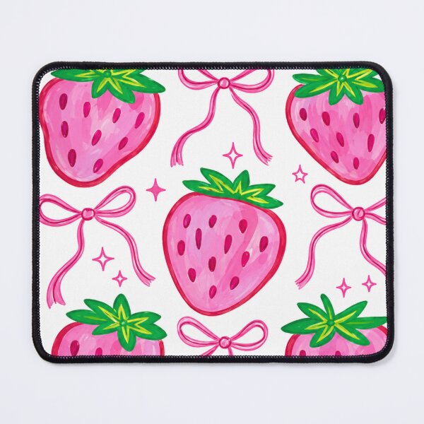 Item preview, Pink Strawberry Bow Clipart Pattern designed and sold by ⭐ AURA STUDIO.