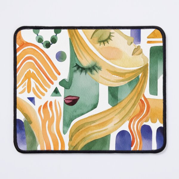Item preview, Mediterranean Surreal Woman Abstract City Watercolor Art designed and sold by MoonOpuluna.