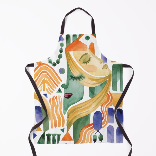 Item preview, Mediterranean Surreal Woman Abstract City Watercolor Art designed and sold by MoonOpuluna.