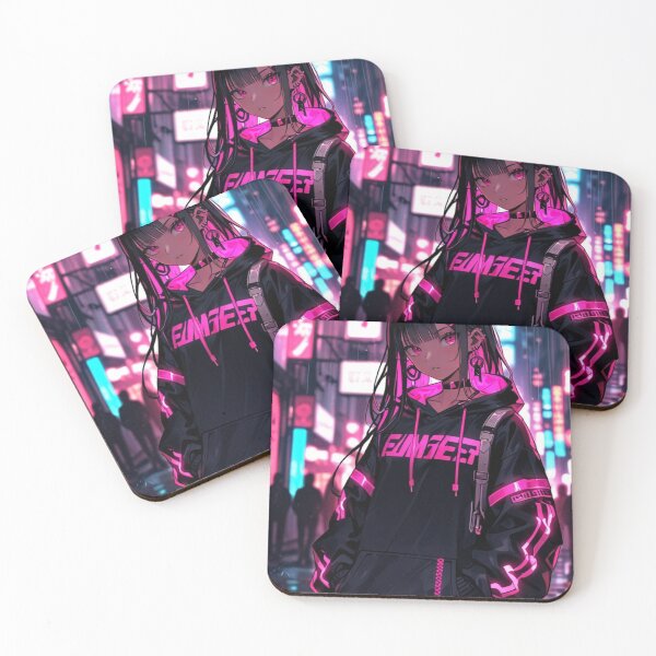 Item preview, Cyber Girl Pink Neon Hoodie Anime Illustration designed and sold by AnimDream .