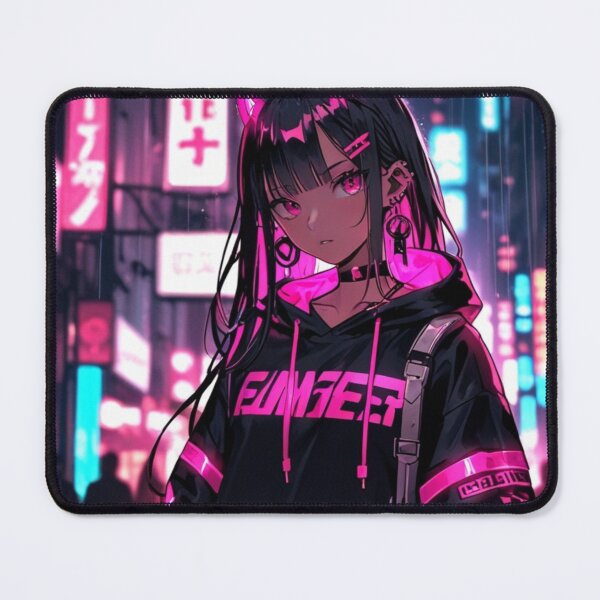 Item preview, Cyber Girl Pink Neon Hoodie Anime Illustration designed and sold by AnimDream .