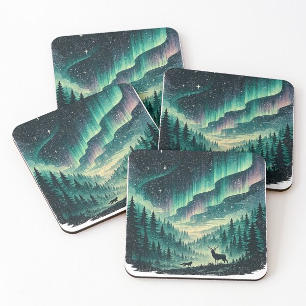 Item preview, Aurora Borealis Deer | Northern Lights Forest Art | Mystical Nature Wildlife designed and sold by irfanshikh.