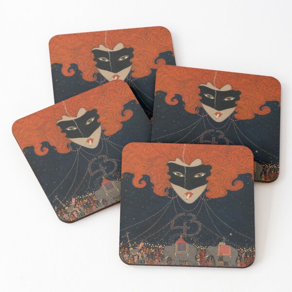 Item preview, Cigarrillos by Juan Carlos Huergo - Art Nouveau Masked Woman Illustration Wall Art for Vintage Decor Lovers designed and sold by RickE.
