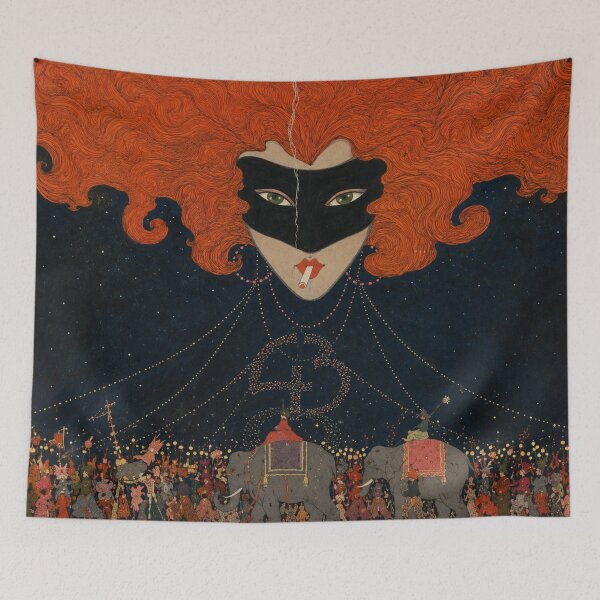 Item preview, Cigarrillos by Juan Carlos Huergo - Art Nouveau Masked Woman Illustration Wall Art for Vintage Decor Lovers designed and sold by RickE.