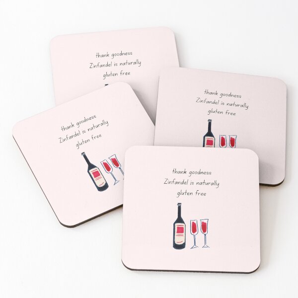 Item preview, Thank Goodness Zinfandel Is Naturally Gluten Free - Wine Bottle & Champagne Flutes | Celebration Drinks Illustration designed and sold by My Gluten Free Life UK.