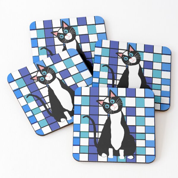 Item preview, Cat with a Checkered Background designed and sold by Elaine M Hayward .