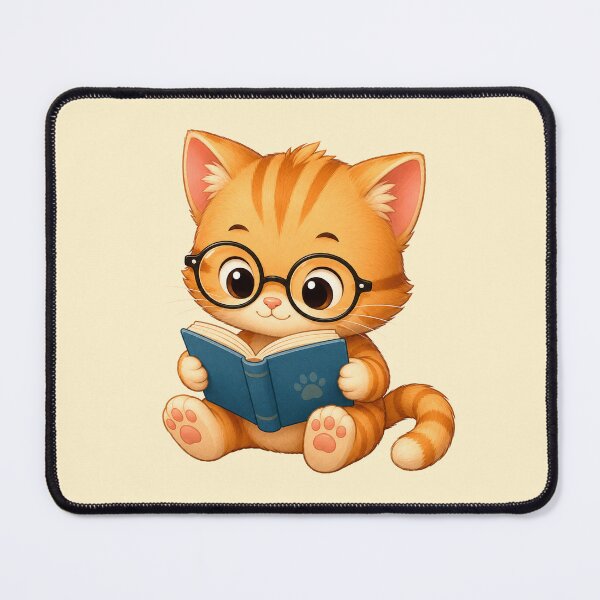 Item preview, Cute Orange Cat Reading Book Glasses Nerd designed and sold by Seculinator.
