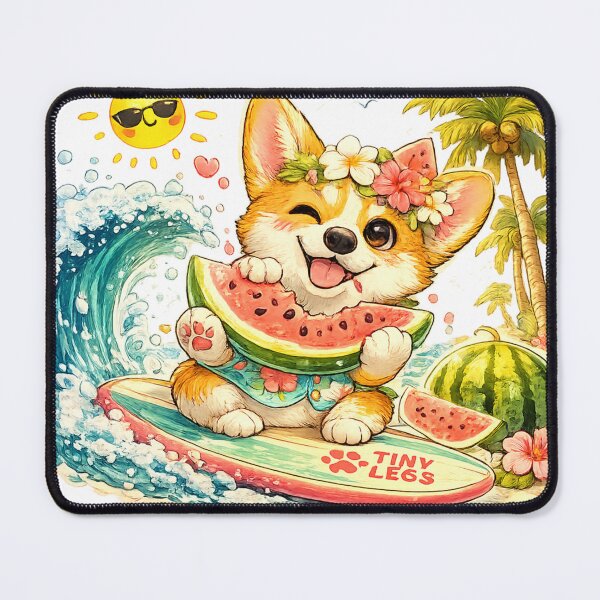 Item preview, Surfing Corgi with Watermelon - Kawaii Tropical Summer designed and sold by TinyLegs.