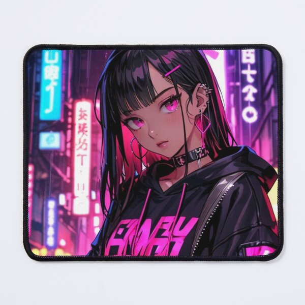 Item preview, Glowing Pink Cyber Anime Girl Japanese Nightscape designed and sold by AnimDream .