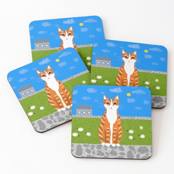 Item preview, Cat and Sheep in Sunny Field designed and sold by Elaine M Hayward .