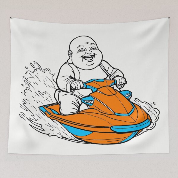 Item preview, Laughing Buddha Jet Skiing designed and sold by HeartyCurioCo.