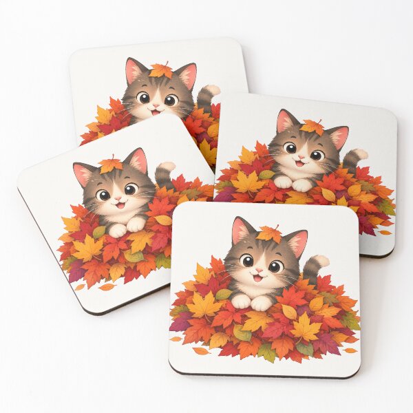 Item preview, Cute Cat Autumn Leaves Fall Kitten Season designed and sold by Seculinator.