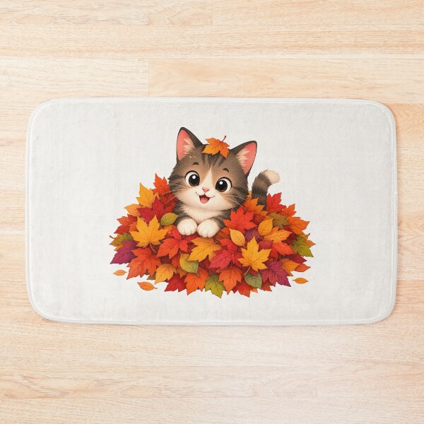 Artikelvorschau, Cute Cat Autumn Leaves Fall Kitten Season entworfen und verkauft von Seculinator.