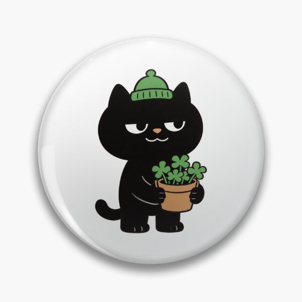 Item preview, Black Cat With Lucky Clover designed and sold by LightCatchDecor.