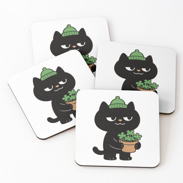 Item preview, Black Cat With Lucky Clover designed and sold by LightCatchDecor.