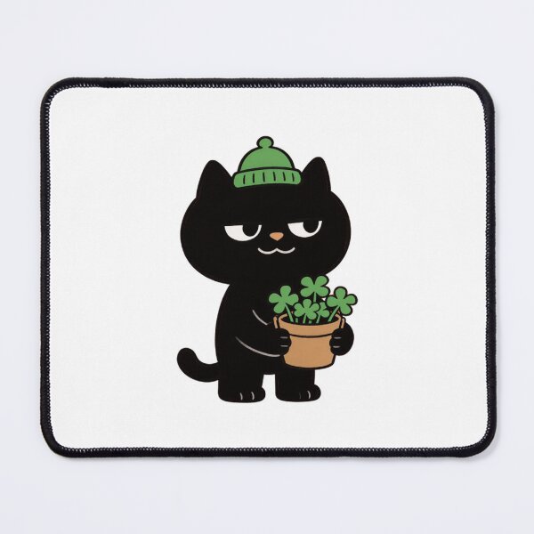 Item preview, Black Cat With Lucky Clover designed and sold by LightCatchDecor.