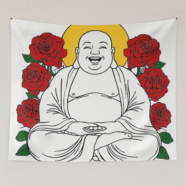 Item preview, Laughing Buddha with Roses designed and sold by HeartyCurioCo.