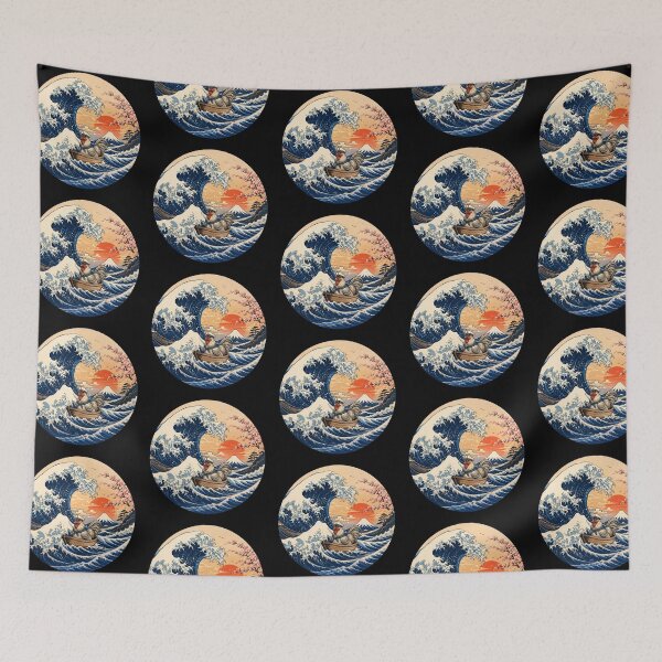 Item preview, Funny Rooster Captain Japanese Kanagawa Wave Japan Boat Mom Dad Kids designed and sold by FurryHavenPH.