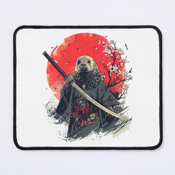 Item preview, Samurai Seal Warrior – Japanese Otter Style Animal with Katana | Vintage Ukiyo-E Inspired T-Shirt Design designed and sold by Vvmd.