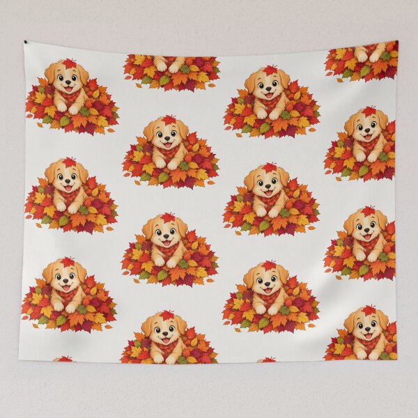 Artikelvorschau, Cute Puppy Autumn Leaves Fall Dog Season entworfen und verkauft von Seculinator.