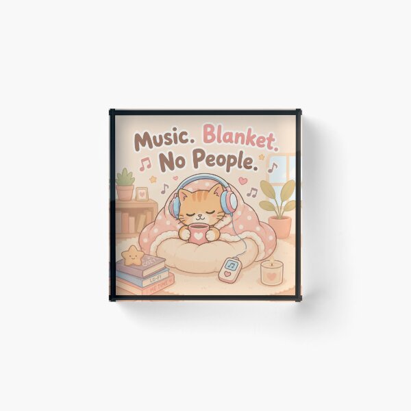 Item preview, Music Blanket No People Cute Cozy Cat – Introvert Lo-Fi Music Lover Subtitle / Short Title designed and sold by Aruellart.