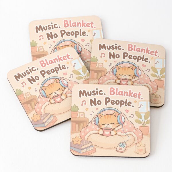 Item preview, Music Blanket No People Cute Cozy Cat – Introvert Lo-Fi Music Lover Subtitle / Short Title designed and sold by Aruellart.
