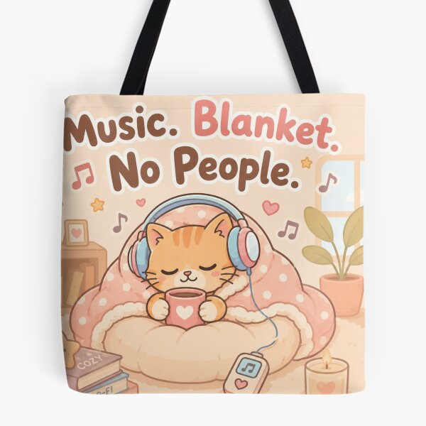 Item preview, Music Blanket No People Cute Cozy Cat – Introvert Lo-Fi Music Lover Subtitle / Short Title designed and sold by Aruellart.