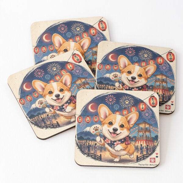 Item preview, Corgi Japanese Matsuri Festival Art - Tiny Legs Night designed and sold by TinyLegs.