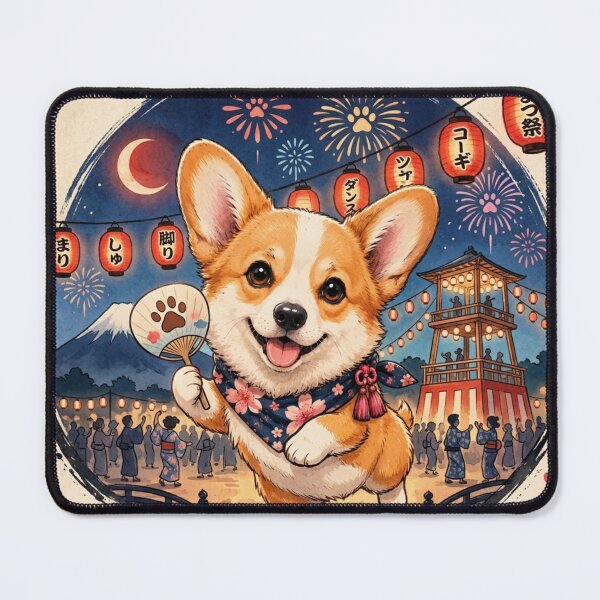 Item preview, Corgi Japanese Matsuri Festival Art - Tiny Legs Night designed and sold by TinyLegs.
