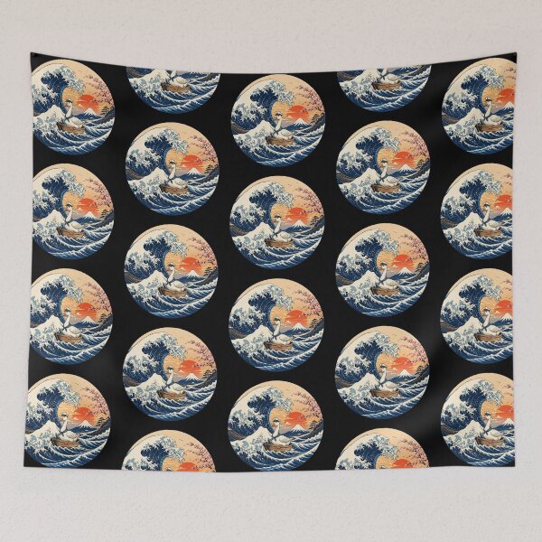 Item preview, Funny Goose Captain Japanese Kanagawa Wave Japan Boat Mom Dad Kids designed and sold by FurryHavenPH.