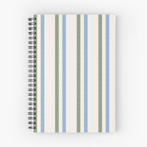 Item preview, woven textured look blue and green alternating narrow stripes on cream designed and sold by PrettywithColor.