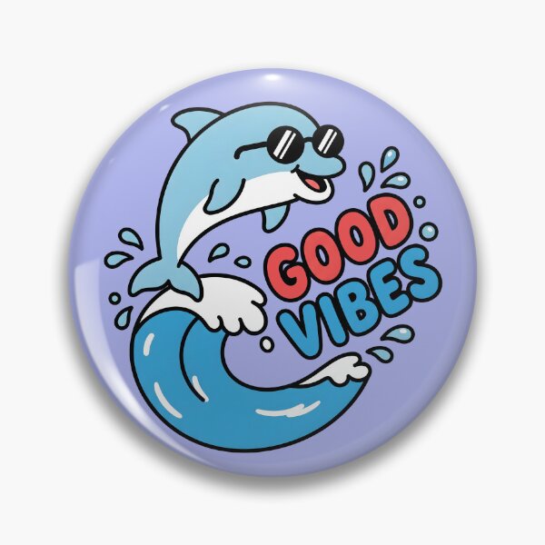Item preview, Good Vibes – Cute Dolphin Riding a Wave Design designed and sold by Sea Gem.