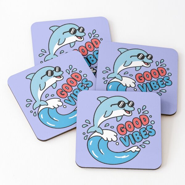Item preview, Good Vibes – Cute Dolphin Riding a Wave Design designed and sold by Sea Gem.
