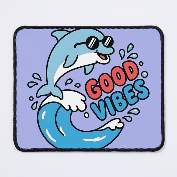 Item preview, Good Vibes – Cute Dolphin Riding a Wave Design designed and sold by Sea Gem.