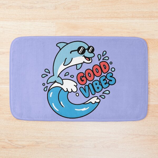 Item preview, Good Vibes – Cute Dolphin Riding a Wave Design designed and sold by Sea Gem.