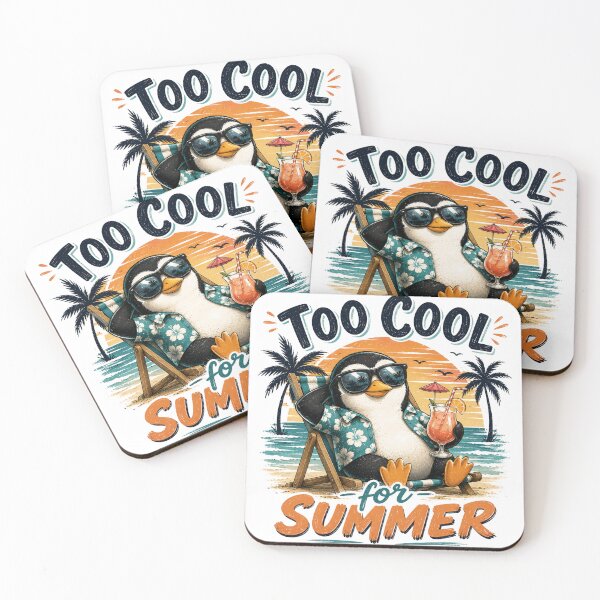 Item preview, Too Cool for Summer Penguin Beach Vacation Funny Summer Quote designed and sold by Kama-woszczyk.
